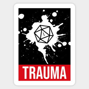 Trauma Critical Fail D20 Dice Sticker